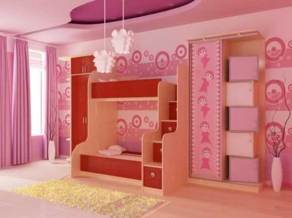 Детская мебель для девочки кровать двухярусная ДМ12